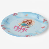 海の世界のかわいい水彩メルメイドの誕生日 ペーパープレート (アングル)