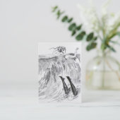 海の両面で泳いでいる女性 名刺 (スタンド正面)