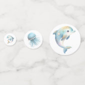 海の中かわいいイルカたちヒトデのバブル コンフェッティ (正面)