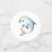 海の中かわいいイルカたちヒトデのバブル コンフェッティ (スモール正面)