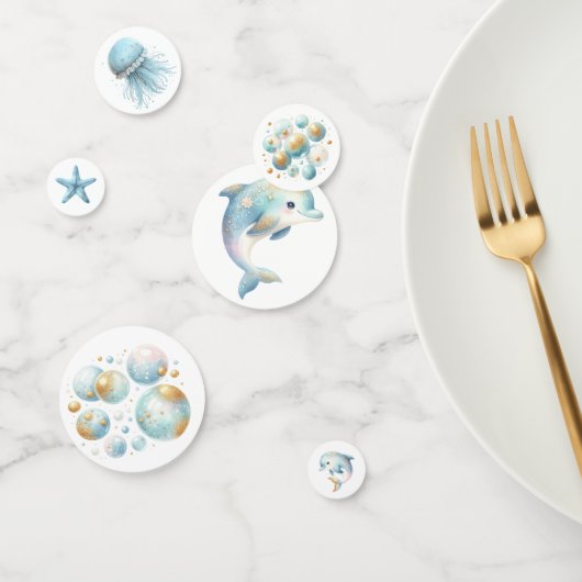 海の中かわいいイルカたちヒトデのバブル コンフェッティ (グループ)