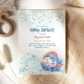 海の中でかわいいイルカの赤ちゃん女の子のシャワー 招待状