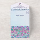 海の中でかわいい人魚の赤ちゃんシャワー オールインワン招待状 (外側)