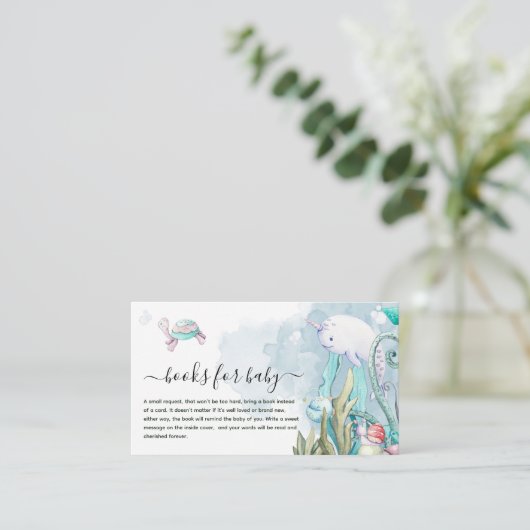 海の中でかわいい赤ちゃんシャワーベビー エンクロージャーカード (スタンド正面)