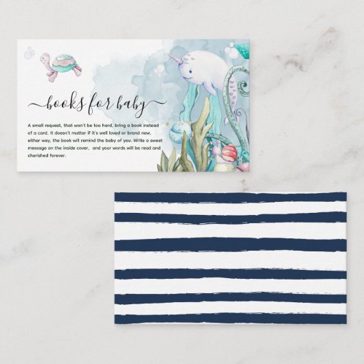 海の中でかわいい赤ちゃんシャワーベビー エンクロージャーカード (正面/裏面)