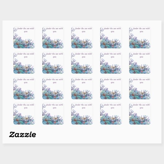 海の中でかわいい スクエアシール (シート)