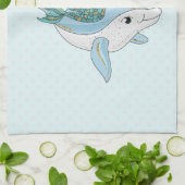 海の中でイルカに乗るのかわいい人魚 キッチンタオル (折り畳み)