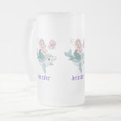 海の中でイルカに乗るのかわいい人魚 フロストグラスビールジョッキ (正面左)