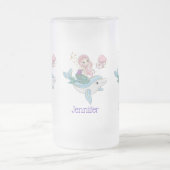 海の中でイルカに乗るのかわいい人魚 フロストグラスビールジョッキ (中央)