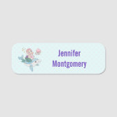 海の中でイルカに乗るのかわいい人魚 名札 (正面)