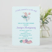 海の中でイルカに乗るのかわいい人魚 招待状 (スタンド正面)