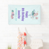 海の中でイルカに乗るのかわいい人魚 横断幕 (インサイチュ)