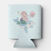 海の中でイルカに乗るのかわいい人魚 缶クーラー (裏面)