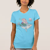 海の中でイルカに乗るのかわいい人魚 Tシャツ (正面)