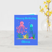 海の中でキュート カード (黄色い花)