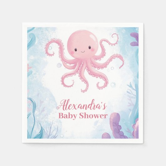 海の中でキュート スタンダードカクテルナプキン (正面)