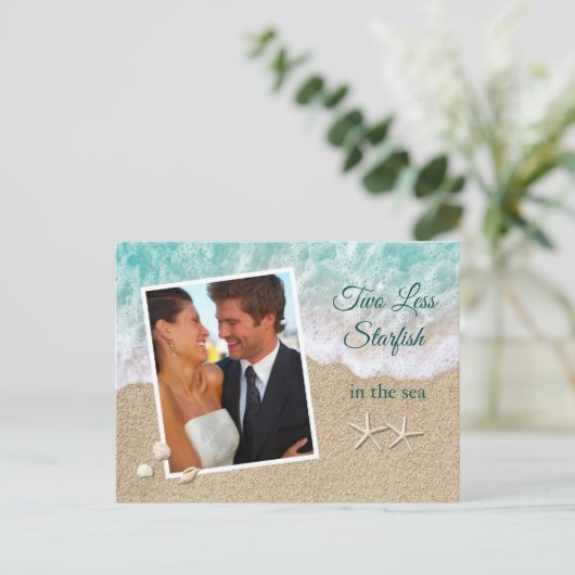 海の中でヒトデが2つ少ない日付写真を保存 ポストカード (スタンド正面)