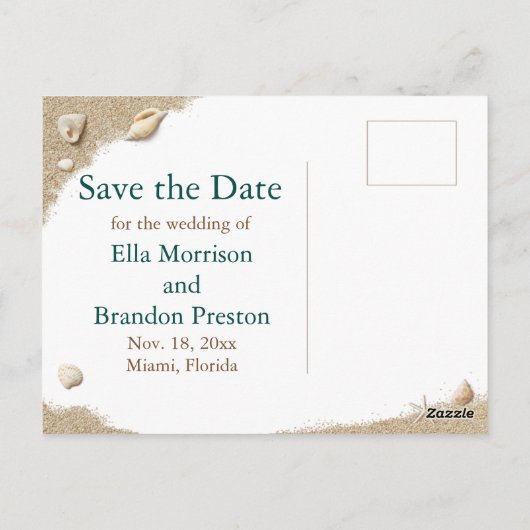 海の中でヒトデが2つ少ない日付写真を保存 ポストカード (裏面)