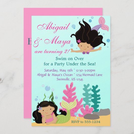 『海の中で人魚のひいさまの誕生パーティー』 招待状 (正面/裏面)