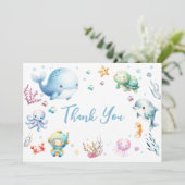 海の中で可愛いベビーシャワー サンキューカード (スタンド正面)