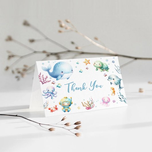 海の中で可愛いベビーシャワー サンキューカード