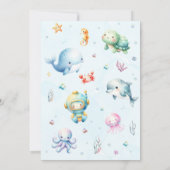 海の中で可愛いベビーシャワー サンキューカード (裏面)