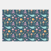 海の中で泳ぐ動物の海 ラッピングペーパーシート (正面2)