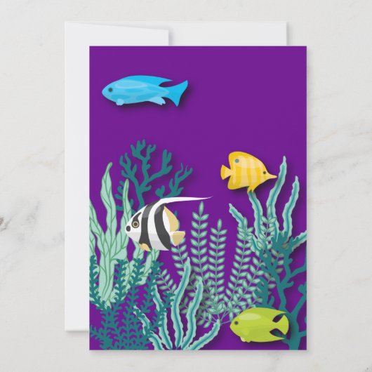 海の中で海をテーマにした女の子の誕生パーティー 招待状 (裏面)