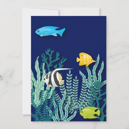 海の中で海をテーマにした誕生会 招待状 (裏面)