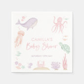 海の中で赤ちゃんシャワーの女の子 スタンダードカクテルナプキン (正面)