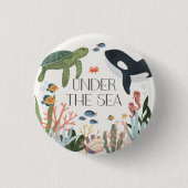 海の中で赤ちゃんシャワーまたは誕生日パーティーの好意 缶バッジ (正面)