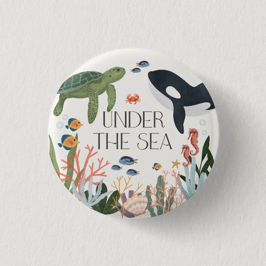 海の中で赤ちゃんシャワーまたは誕生日パーティーの好意 缶バッジ (正面)