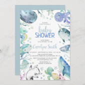 海の中で赤ちゃんシャワーを浴びる 招待状 (正面/裏面)