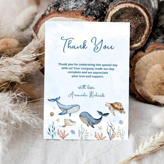 海の中で赤ちゃんシャワー サンキューカード