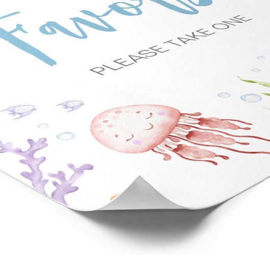 海の中で赤ん坊のシャワーを浴びる ポスター (角)