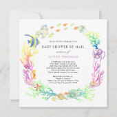 海の中で赤ん坊のシャワーを郵便で浴びる 招待状 (正面)