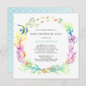 海の中で赤ん坊のシャワーを郵便で浴びる 招待状 (正面/裏面)