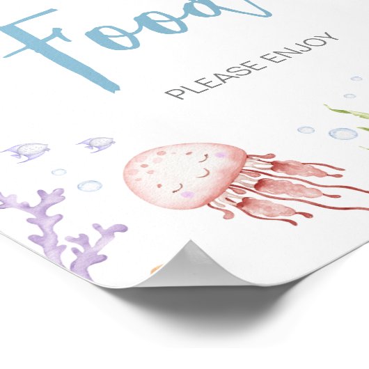 海の中で赤ん坊のシャワーを食べる ポスター (角)