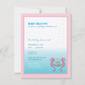 海の中で赤ん坊の女の子のシャワー発表 招待状 (正面)