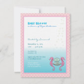 海の中で赤ん坊の女の子のシャワー発表 招待状 (正面)