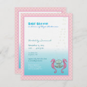 海の中で赤ん坊の女の子のシャワー発表 招待状 (正面/裏面)