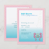 海の中で赤ん坊の女の子のシャワー発表 招待状 (正面/裏面)