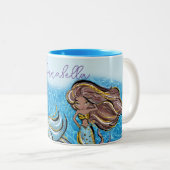 海の中で魔法にかけられた暗い肌の人魚 ツートーンマグカップ (正面右)