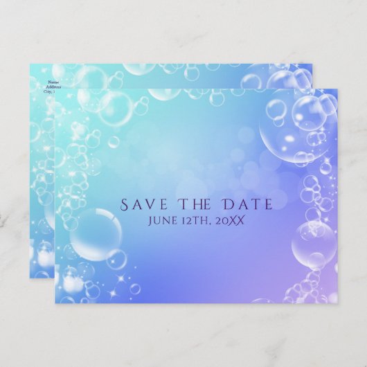 海の中で魔法の泡の日付を保存 案内ポストカード (正面/裏面)