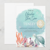 海の中ならどんな年齢でも、編集可能、スプラッシュ・スプラッシュ 招待状 (正面/裏面)