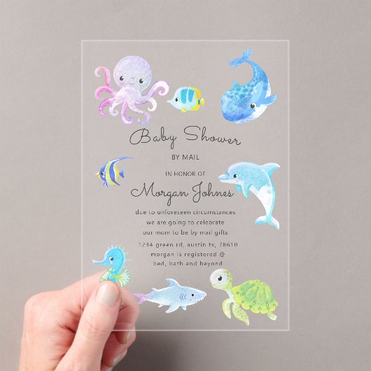 海の中のかわいいベビーシャワー案内状(郵送) アクリル招待状 (インサイチュ (ポータブル))