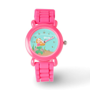 海の中のかわいい人魚の女の子 オーダーメイド 腕時計