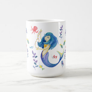 海の中のかわいい人魚 コーヒーマグカップ