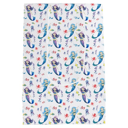 海の中のかわいい人魚 ミディアムペーパーバッグ (裏面)