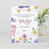 海の中のかわいい子供の誕生日 サンキューカード (スタンド正面)